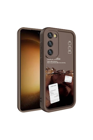 Samsung Galaxy Uyumlu S23 Kılıf Kamera Korumalı Baskılı Arka Yüzey Zore Klas Kapak Açık Kahve