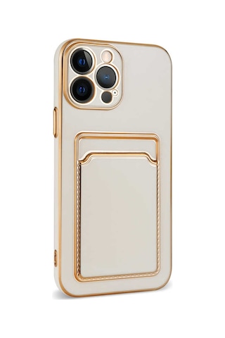 Apple Uyumlu iPhone 12 Pro Max Kılıf Zore Bark Kartlıklı Kapak Beyaz