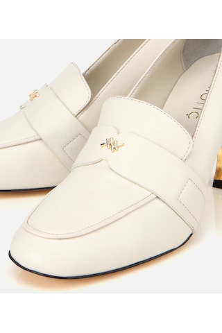 Hotiç Kadın Deri Ekru Yumuşak Dokulu Gold Detaylı Topuklu Stiletto 01ayh316610a400 01ayh316610a400 Ekru