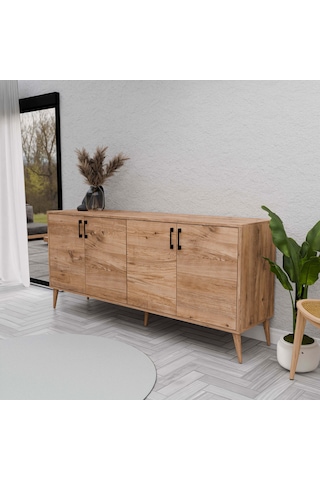 Mezza Hera 1670 Ahşap Ayaklı Modern Konsol Atlantik Çam 180 CM