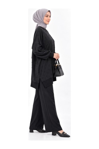 Nuss 3043 İpek Kupra Vegan Tunik Siyah