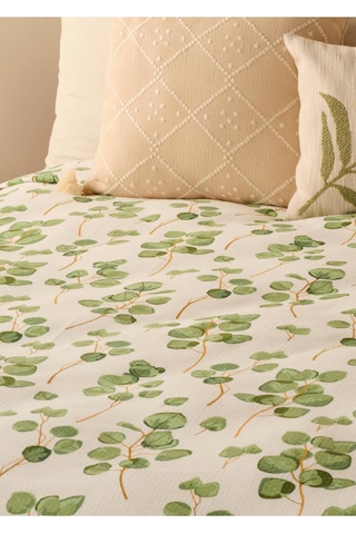 Bella Maison Ocaliptus Pamuklu Çift Kişilik Baskılı Pike Yeşil 200x220 Cm Yeşil
