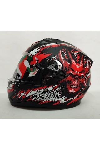 Shiro SH-667 Demon Güneş Vizörlü Kapalı Kask Kırmızı - Siyah