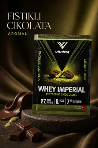 Vitalest Whey Imperial Fıstıklı Çikolata Aromalı Whey Protein Tozu 38 G X 3 3' Lü Sashet Deneme Paketi Dubai Çikolatası