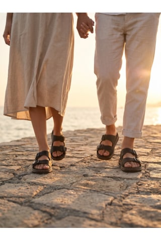 Fame Step Hakiki Deri Unisex Ortopedik Yumuşak Taban Comfort Yazlık Günlük Terlik Çift Terliği Tokalı Siyah