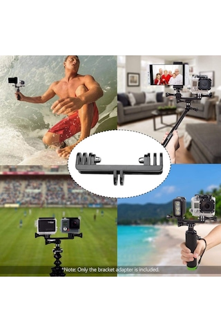 Yaleker Gopro Hero3+/4 İkili Kameralı Tutucu, Led Işık Uyumlu, Çok Fonksiyonlu Tripod Bağlantı Aleti - Siyah Abs Malzeme