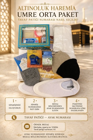 Umre Orta Paket Hac Ve Umre Hazırlık Seti Tavaf Patiği, Tavaf Sayacı, İhram Kemeri Standart