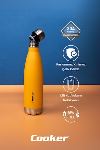 Cooker Hydrokeep 500 Ml Paslanmaz Çelik Şişe Termos Ckr2071 Turuncu