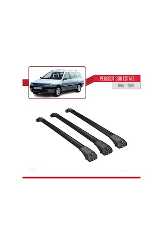 Peugeot 306 Estate 1997-2001 Arası İle Uyumlu Ace-1 Ara Atkı Tavan Barı Siyah 3 Adet Bar