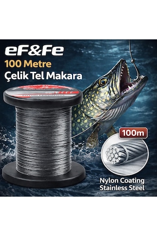 Effe Hg2501 Çelik Tel Makara 100m 40lbs 18.1kg Nylon Coating Stainless Steel 40 Lbs