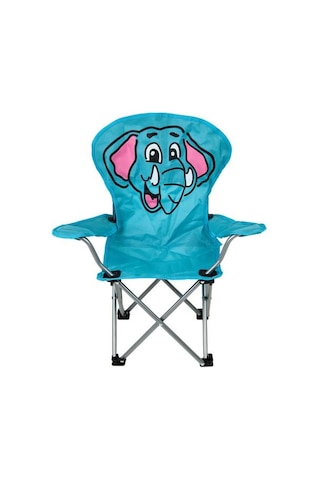 Kpm Katlanır Fil Desenli Çocuk Kamp Sandalyesi - Mavi Mavi