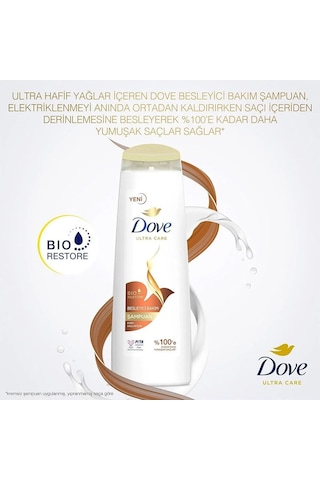 Dove Ultra Care Saç Bakım Şampuanı Besleyici Bakım Kuru Saçlar İçin 400 Ml X3