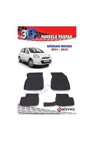 Bizymo Nissan Micra Hb 2016 Ve Sonrası 3d Paspas Takımı Standart