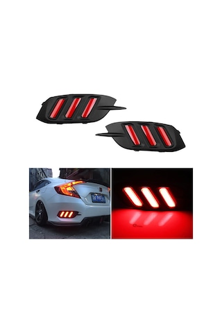 Honda Civic Fc5 Arka Sis Lambası Ledli 3 Çizgili Kırmızı