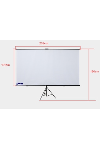 221x124 Cm Mat Beyaz-siyah Tripod Ayaklı Taşınabilir Ve Duvar Kul