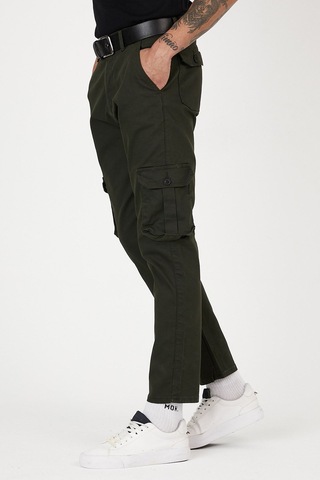 Siyah Renk Körüklü Paçası Lastiksiz Kargo Pantolon haki