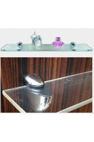Cam Raf Tekli Duvar Rafı Kaliteli Etejer Kitaplık 50X12Cm