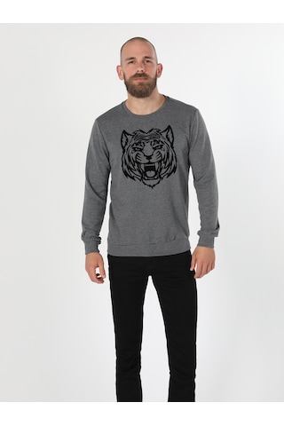 Colin's Colins Regular Fit Baskılı Antrasit Erkek Sweatshirt Antrasit