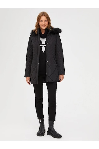 Kürk Kapüşonlu Kapitone Kaban 00041 001