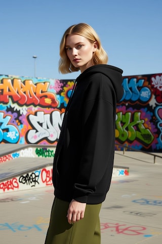 Benerly Kadın Kapüşonlu Düşük Kol Oversize Sweatshirt Fonksiyonel Dayanık siyah