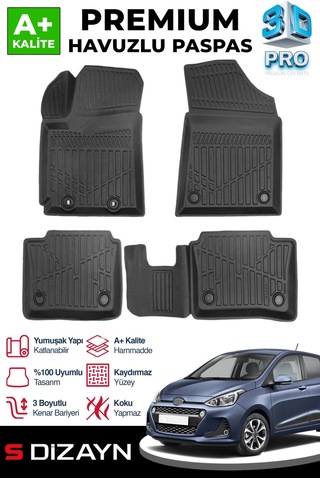 S-dizayn Hyundai İ10 3d Pro Havuzlu Paspas 2013-2019 A+ Kalite