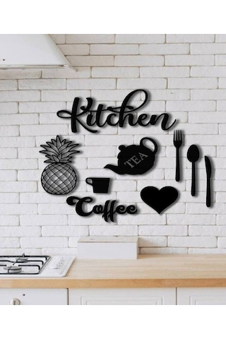 Dekoratif "kitchen Coffee Tea" 9 Parça Ahşap Duvar Tablosu Mutfak Temalı Set İç Dekorasyon