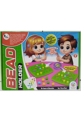 Bead Holder Renkli Ayrıştırma Oyunu - Maşalı Set Yeşil Kutu