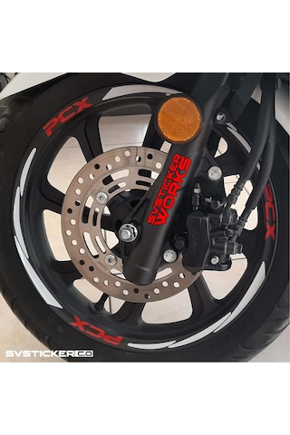 Honda Pcx Motosiklet Jant Şeridi Sticker Set Renkli Kırmızı Honda Pcx Motosiklet Jant Şeridi Sticker Set Renkli Kırmızı