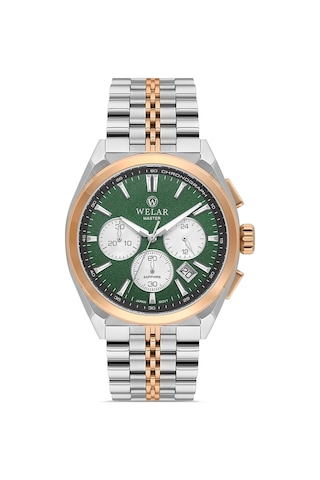 Wel2514m-7 Erkek Kol Saati Kronograf, Takvimli, Safir Cam, Rose & Gümüş, 5 Atm Su Geçirmez Rose Gold - Gümüş