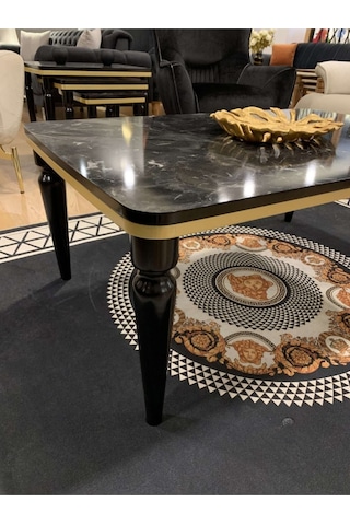 Akset Orta Sehpa Lüx Siyah Mermer Gold
