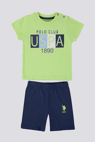 U.S. Polo Assn. Yeşil Erkek Bebek 2'li T-shirt Takım Yeşil