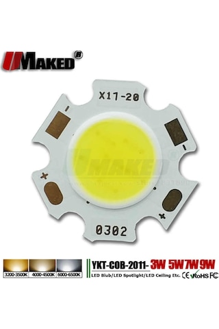 3w Cob Power Led Çip Ray Spot Ledi 3 Watt 9-12v Beyaz Renk