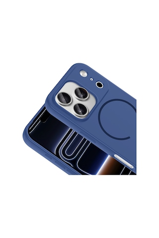 Apple iPhone Uyumlu 17 Pro Kılıf M-safe Şarj Özellikli Meta Kılıf Lacivert