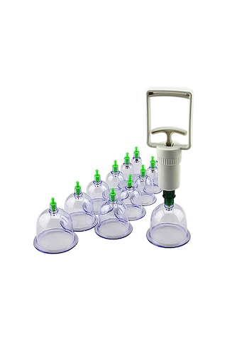 Leezsing Kupa Seti Profesyonel Çin Akupunktur Noktası Kupa Masaj Seti 12 Kupa Çok Renkli