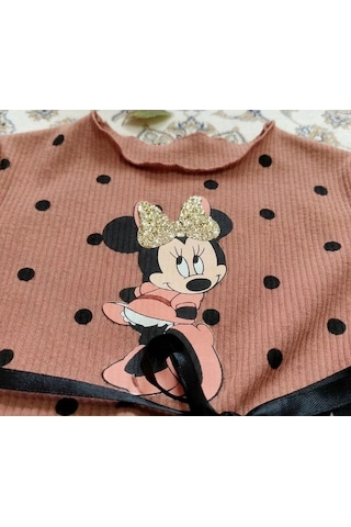Biçomi Tahriş Etmeyen Astarlı Mickey Tütü Elbise Kahverengi