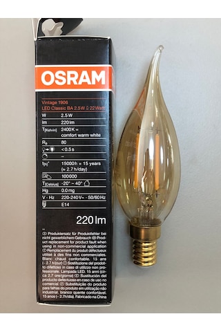 3 Adet Osram 2,5w 22w 220 Lümen E14 Rustik Kıvrık Led Buji Lamb