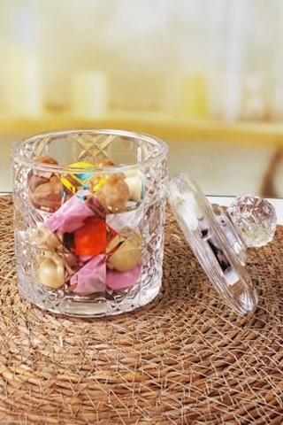 Tr Lüx Kristal Büyük Cam Şekerlik & Cam Lokumluk, Kesme Cam Lüx Şekerlik 13cm 7.8cm - 06639 Diğer