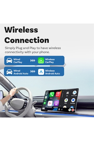 Monyee Kablosuz Carplay Ve Android Çevirici Kutusu - İki Cihazlı Tek Tıkla Geçiş, Akıllı Araç Bağlantı Modülü