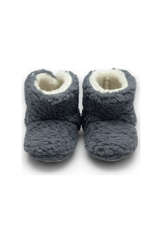 Balbeybi Unisex Gri Polar Çocuk Pandufu Yumuşak, Kaymaz, Tüylenmeyen Welsoft Patik Gri