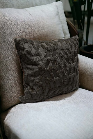 Bohem Dekoratif Yastık Kılıfı Kırlent Kılıfı 43x43 Cm Antrasit Etnik Gri