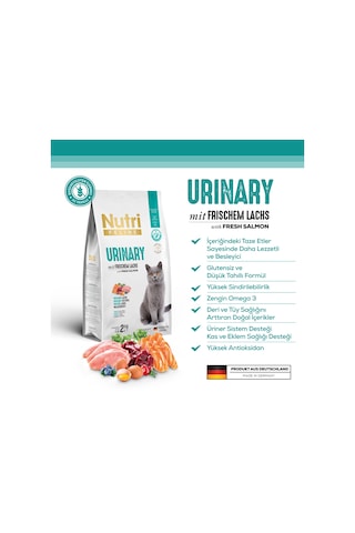 Nutri Feline Urinary Glutensiz Somonlu Düşük Tahıllı Yetişkin Kedi Maması 2 KG
