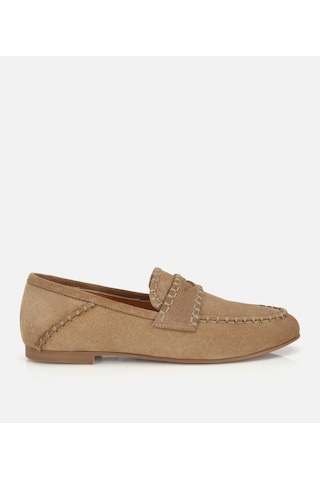 Hotiç Kadın Süet Deri Bej Dikiş Detaylı Günlük Loafer 01ayh321290a320 01ayh321290a320 Bej