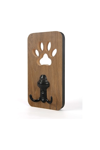 Dekoratif Ahşap Askılık Pati Şeklinde Duvara Monte Tekli Duvar Askısı 12x23 Cm Kahverengi-siyah