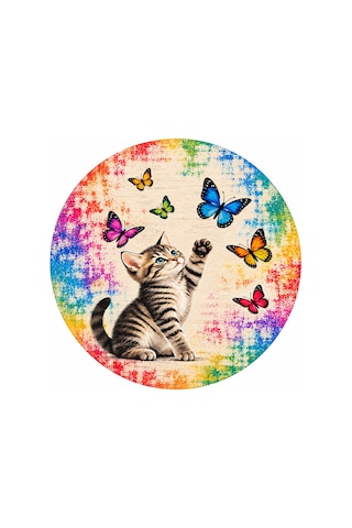 Pati Dostu Kedi Desenli Dijital Baskı Pamuk Dokuma Kaymaz Taban Salon Halısı Ve Çocuk-genç Odası Yuvarlak Renkli 923552567 Yuvarlak Renkli