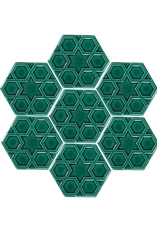 Armada Çini 15x17 Cm Rölyefli Yıldız Yeşil Altıgen Çini Karo