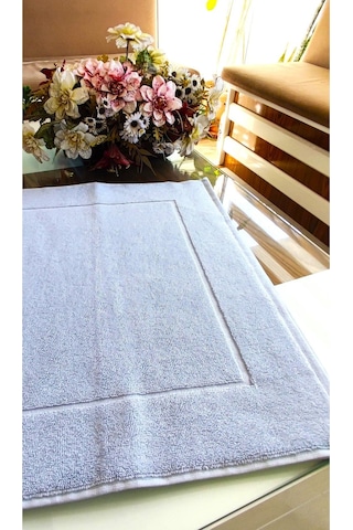 3.lü Set 50x90cm. Büyük Lüks Ayak Havlusu, Ayak Paspası, Havlu Paspas, Banyo Ve Lavabo Paspası Mavi