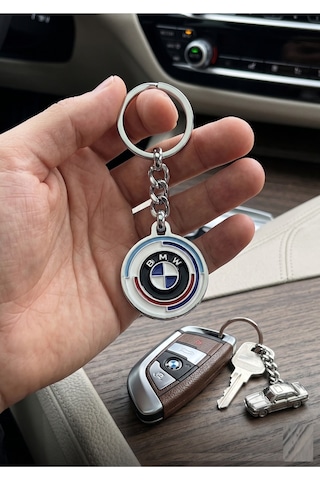 Yuvarlak Tasarım 50.yıl Bmw Logolu Metal Anahtarlık Şık Tasarım