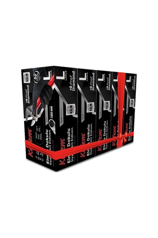 Kafem Prof Dia Ekstra Kalın Siyah Nitril Eldiven Elmas Dokulu L 50 Adet X 5 Paket