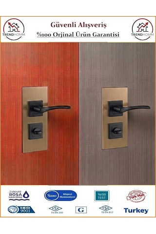 Grossavm Bravo Rozetli Wc Banyo Kapı Kolu - Mat Siyah - 1 Takım Ön Ve Arka