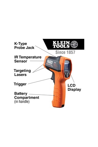 Klein Tools Ir10 Kızılötesi Termometre, Dijital, Çift Hedef Lazerli, 20:1